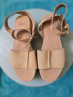 UGG Tan Suede Open-Toe Ankle-Strap Sandals
